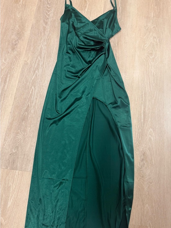 Blush Dresses & Skirts - Emerald Green Satin Slit Maxi Dress